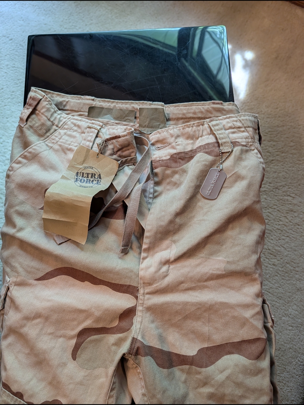 Ultra Force Camo Cargo Pants in Tan Desert Print